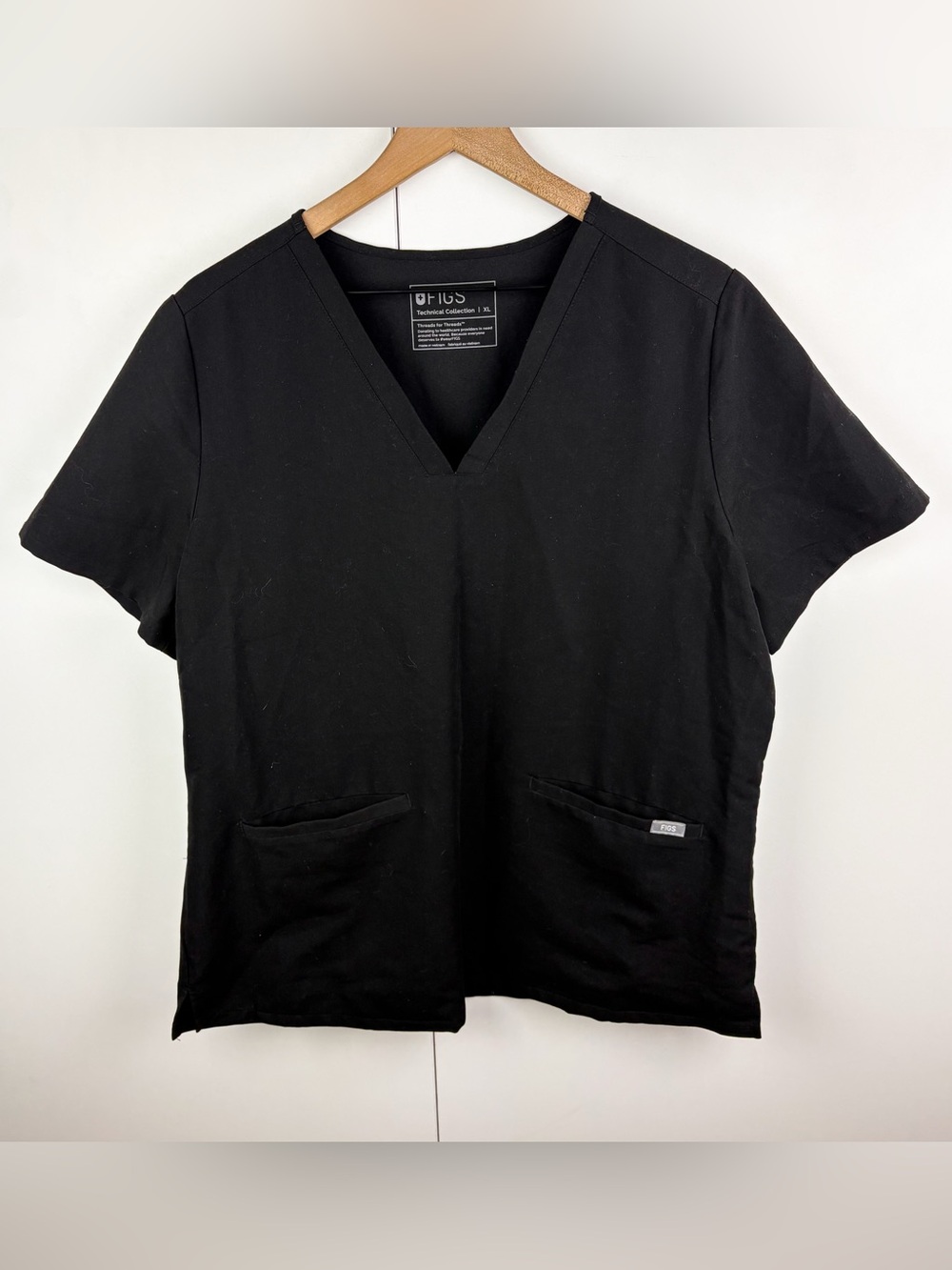 Figs Casma Three Pocket Scrub Top Black Size XL Womens Medical Nurse Doctor